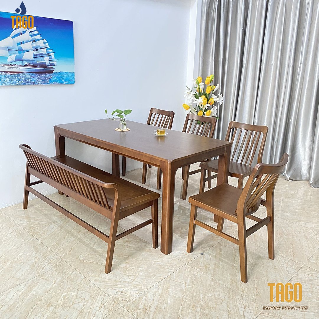 Bộ bàn ăn Xuân hè Walnut - XH4CB18W