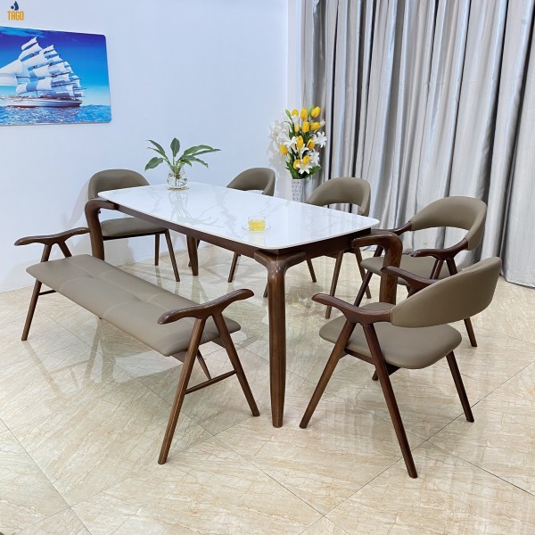 Bộ bàn đá Lifumi 1,8m 5 ghế 1 bench 