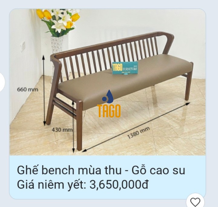 GHẾ BENCH MÙA THU -MT14W